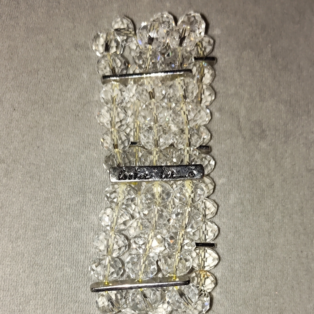 Cookie Lee Clear Beaded Hair Clip with Silver Accents